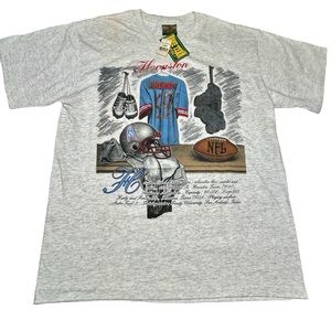 VTG Houston Oilers Mens XL 90s Embroidered Single Stitch T Shirt Nutmeg -Flaws